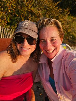 Me and Janine at our happiest - toes in sand